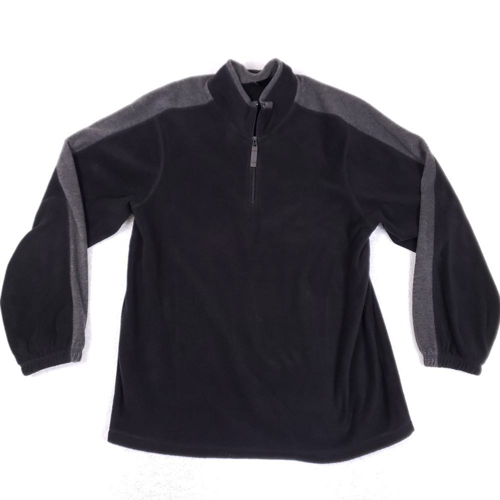 Champs Sports Fleece Pullover Men XL Quarter Zip Black Gray Mock Neck Gorpcore